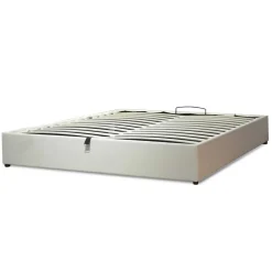 Lit coffre cancun similicuir blanc