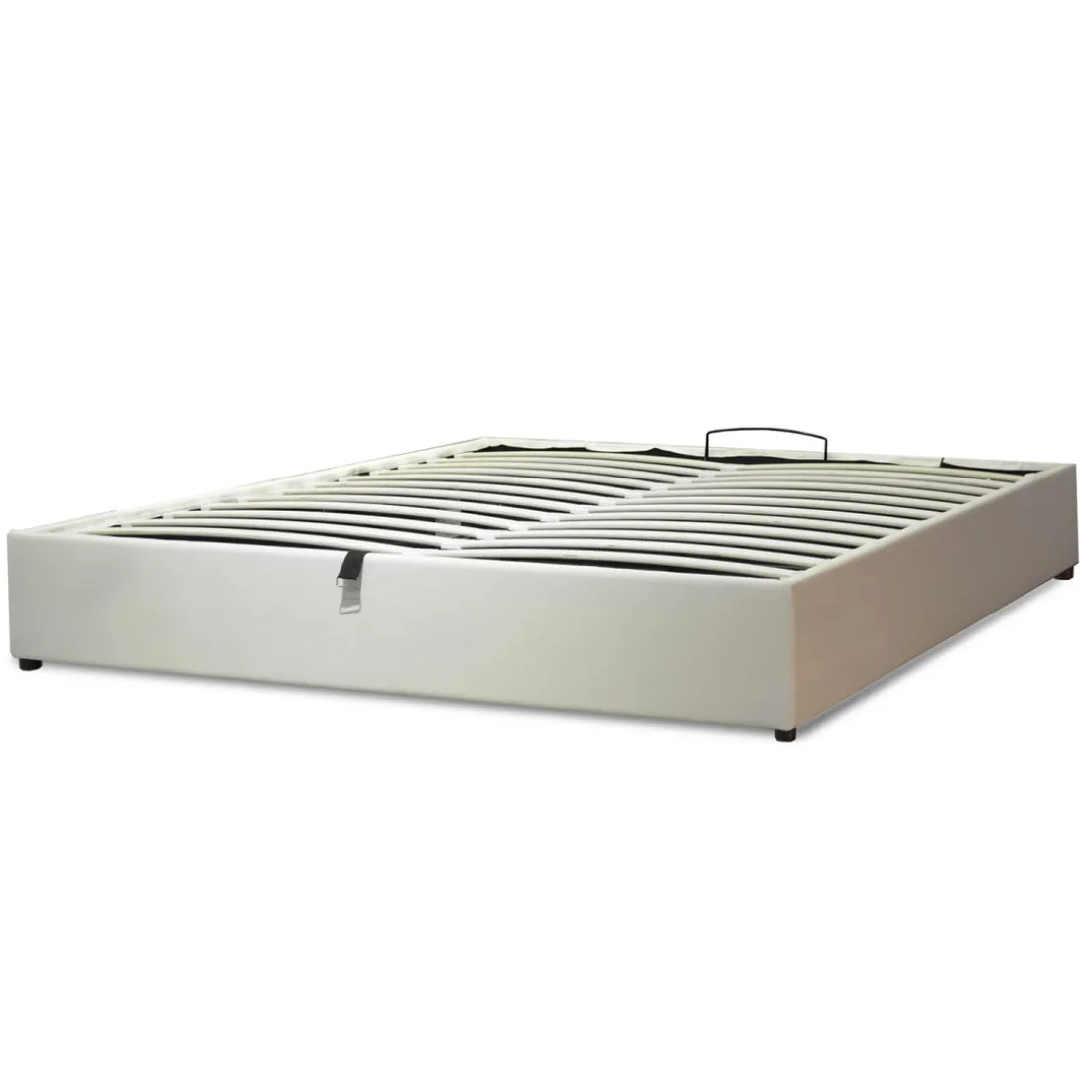 Lit coffre cancun similicuir blanc