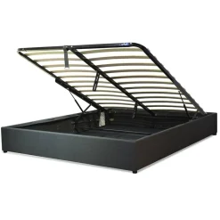 Lit coffre cancun tissu gris fonce