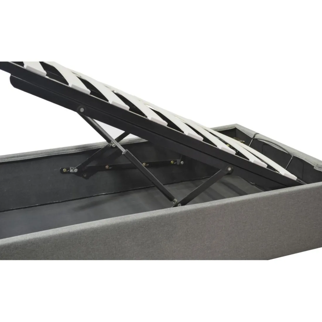 Lit coffre cancun tissu gris fonce