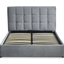 Lit Double LUFTANI Avec Sommier Relevable 160x200cm Velours Argent