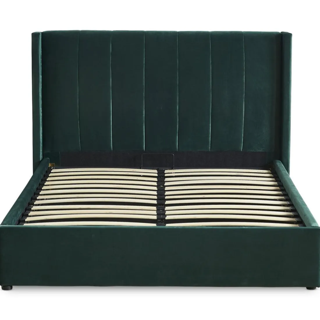 Lit Double MAGORIAL Avec Sommier Relevable 140x190cm Velours Vert