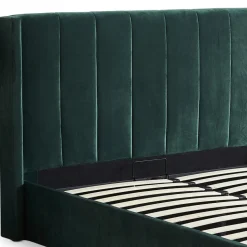 Lit Double MAGORIAL Avec Sommier Relevable 140x190cm Velours Vert