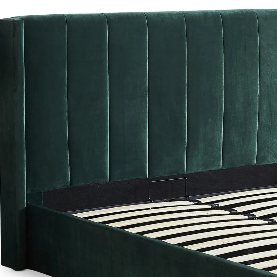 Lit Double MAGORIAL Avec Sommier Relevable 140x190cm Velours Vert
