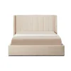 Lit double Magorial avec sommier relevable Tissu Bouclette Crème