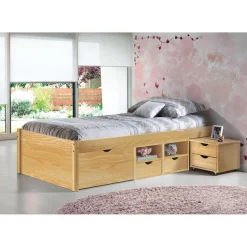 Lit en Pin Massif avec tiroirs de rangement IRIVO