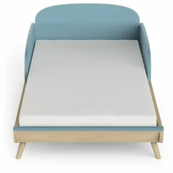 Lit enfant sans barreaux FIRMIANA bleu orage et pin naturel