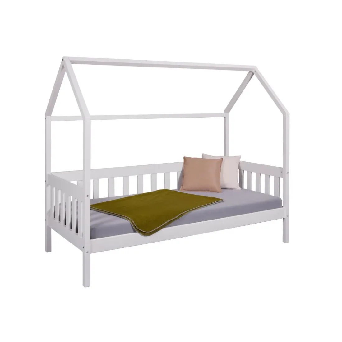 Lit FUNKY HOUSEBED 90x200cm blanc sanc sommier