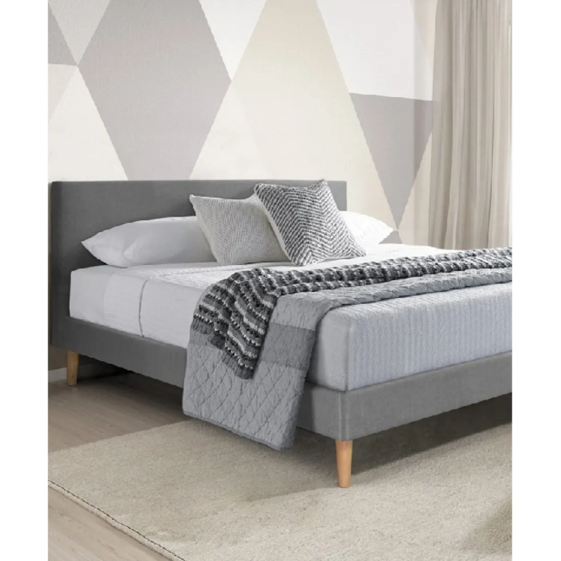 Lit nordik tissu gris clair