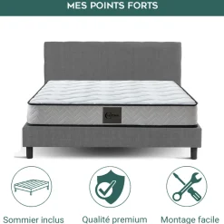 Lit nordik tissu gris clair