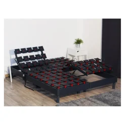 Lit Relaxation 100% Latex 5 Zones + Sommier Gris Anthractite Tous Plots Avec Réglage Fermeté