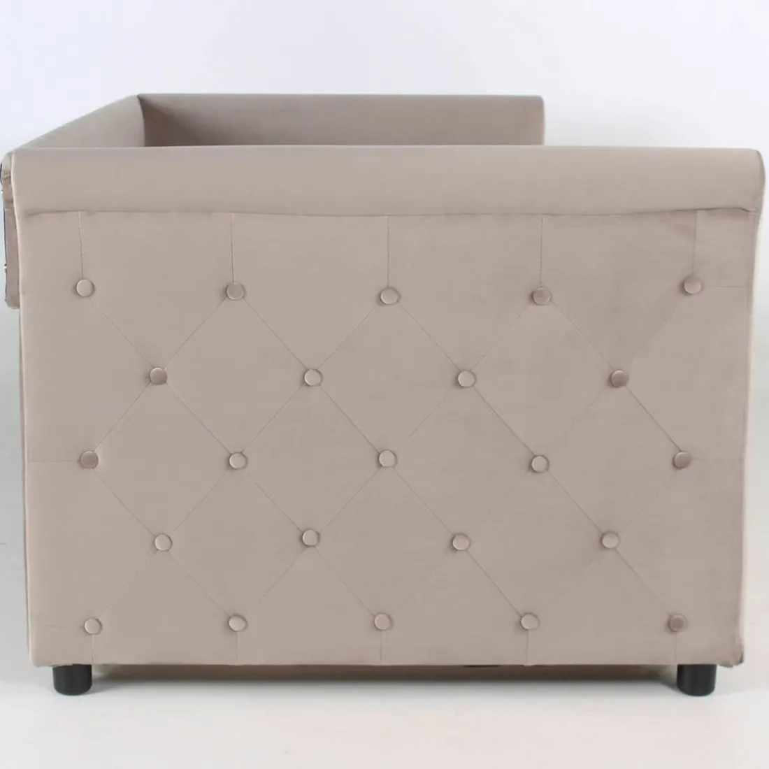 Lit simple gigogne Garry Velours Taupe