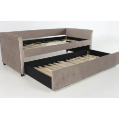 Lit simple gigogne Garry Velours Taupe