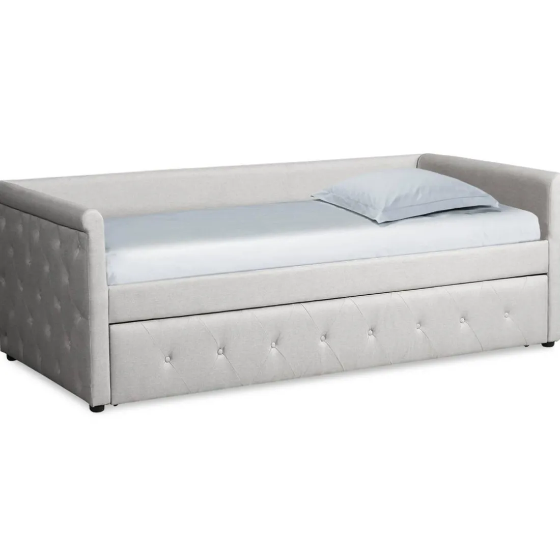 Lit simple gigogne Garry Tissu Beige grisé