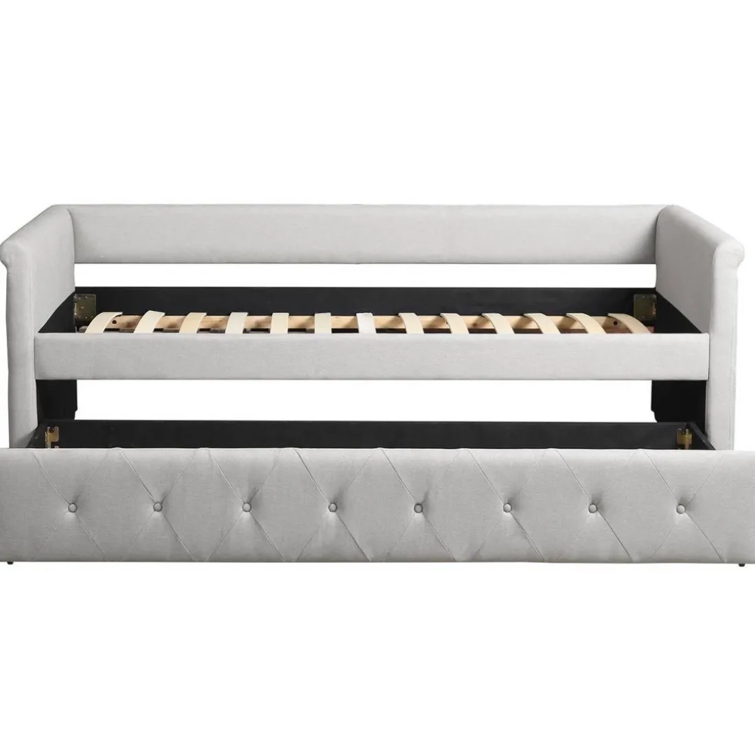 Lit simple gigogne Garry Tissu Beige grisé