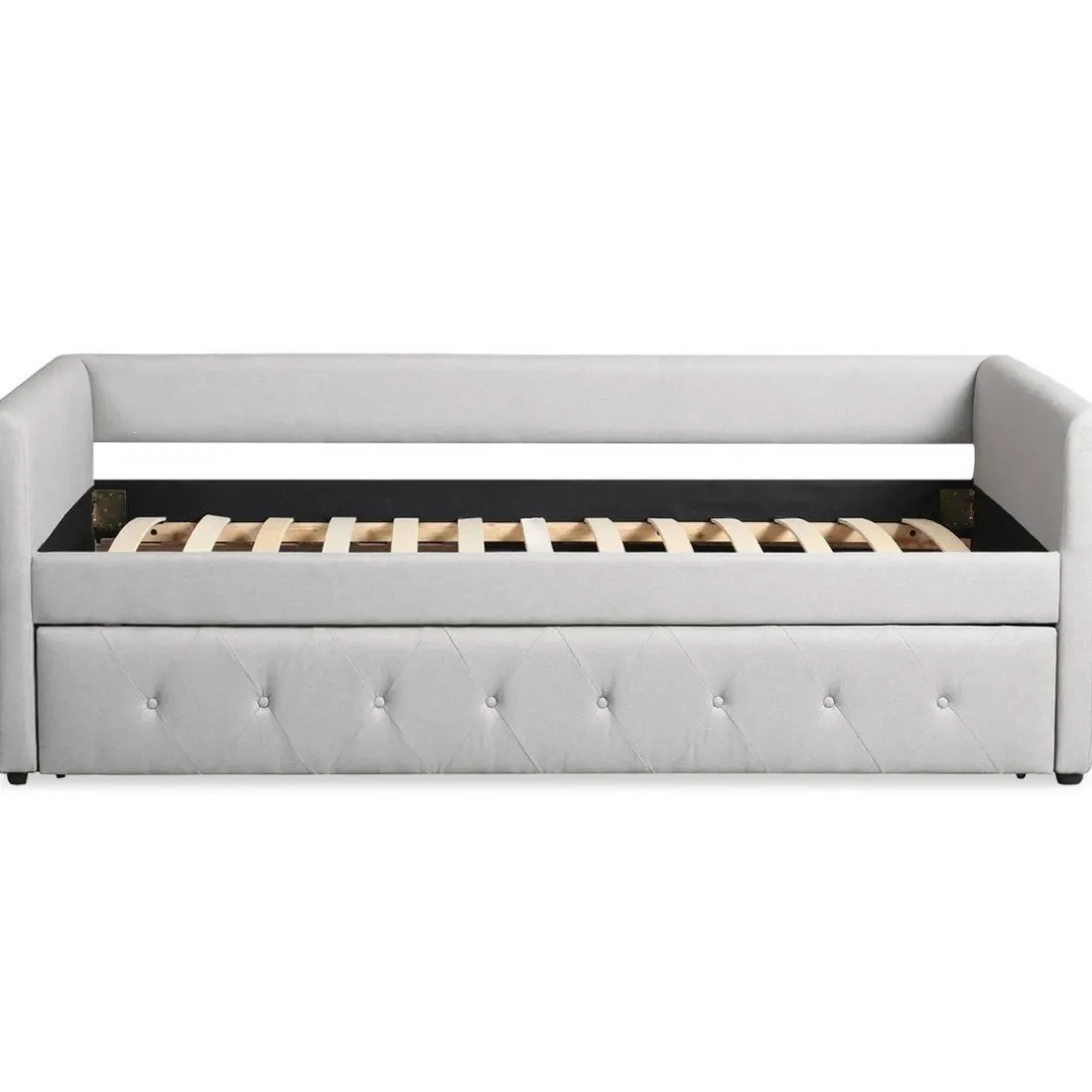 Lit simple gigogne Garry Tissu Beige grisé