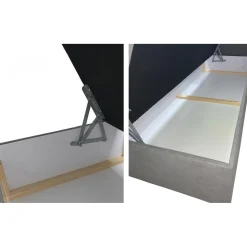 Lit-Coffre Avec Matelas Et Sur-Matelas ROVINKA 180cm Simili Noir