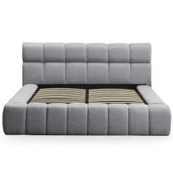 Lit-coffre complet avec rebords matelassés Tissu Gris foncé