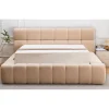 Lit-coffre complet avec rebords matelassés Challow Beige Tissu Bouclette