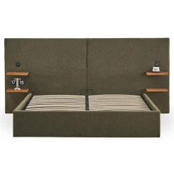 Lit-coffre complet avec tablettes et ports USB intégrés Lukas Tissu Vert