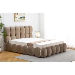 Lit-coffre design Taupe boule Bilbola avec sommier relevable Velours