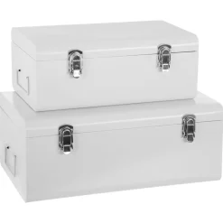 Lot de 2 Cantines métal blanches