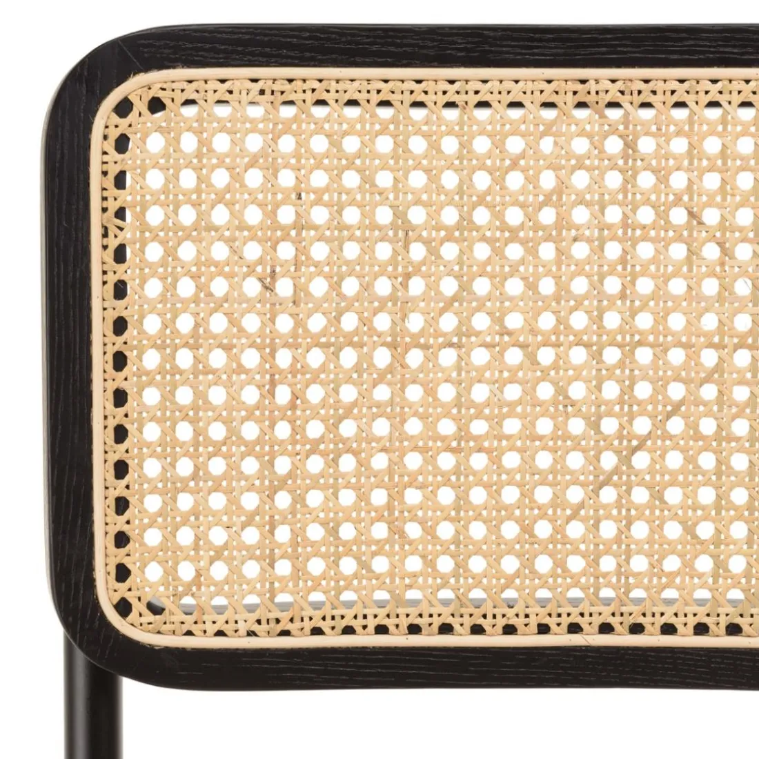 Lot de 2 chaises assise bois noir rotin naturel pieds métal PIERRE