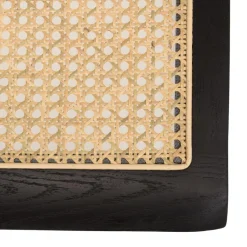 Lot de 2 chaises assise bois noir rotin naturel pieds métal PIERRE