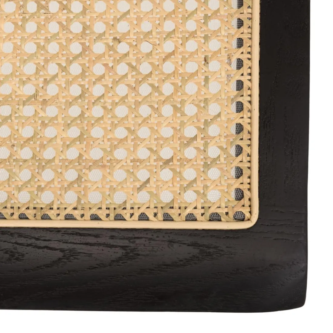 Lot de 2 chaises assise bois noir rotin naturel pieds métal PIERRE