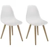 Lot de 2 chaises blanches pieds couleur naturelle MALO
