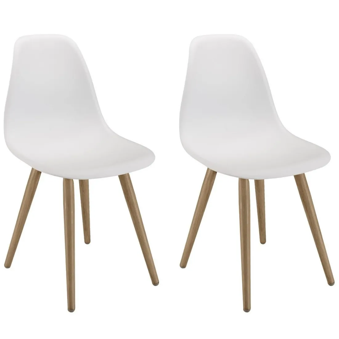 Lot de 2 chaises blanches pieds couleur naturelle MALO
