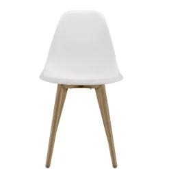 Lot de 2 chaises blanches pieds couleur naturelle MALO