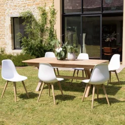 Lot de 2 chaises blanches pieds couleur naturelle MALO