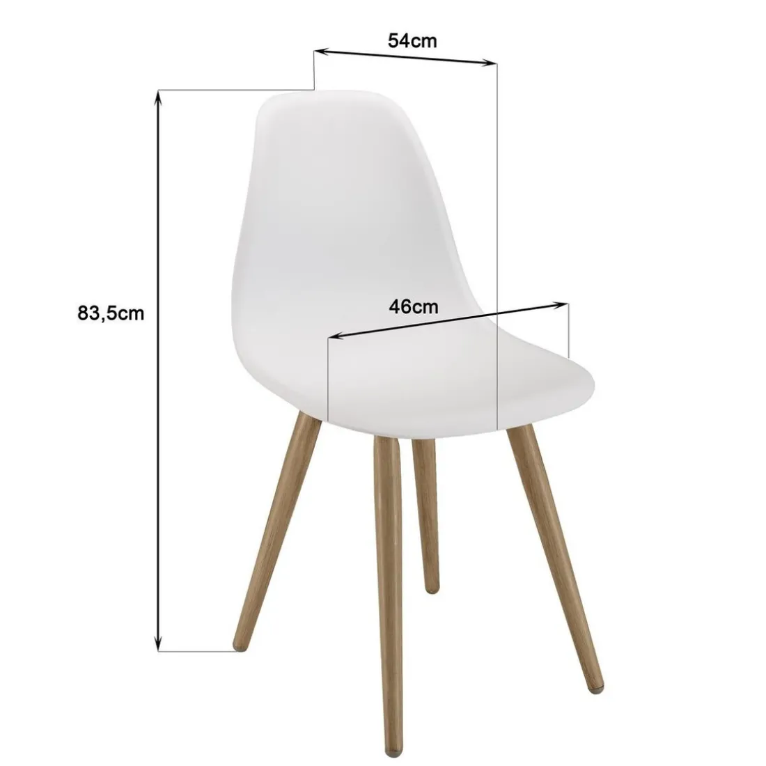 Lot de 2 chaises blanches pieds couleur naturelle MALO