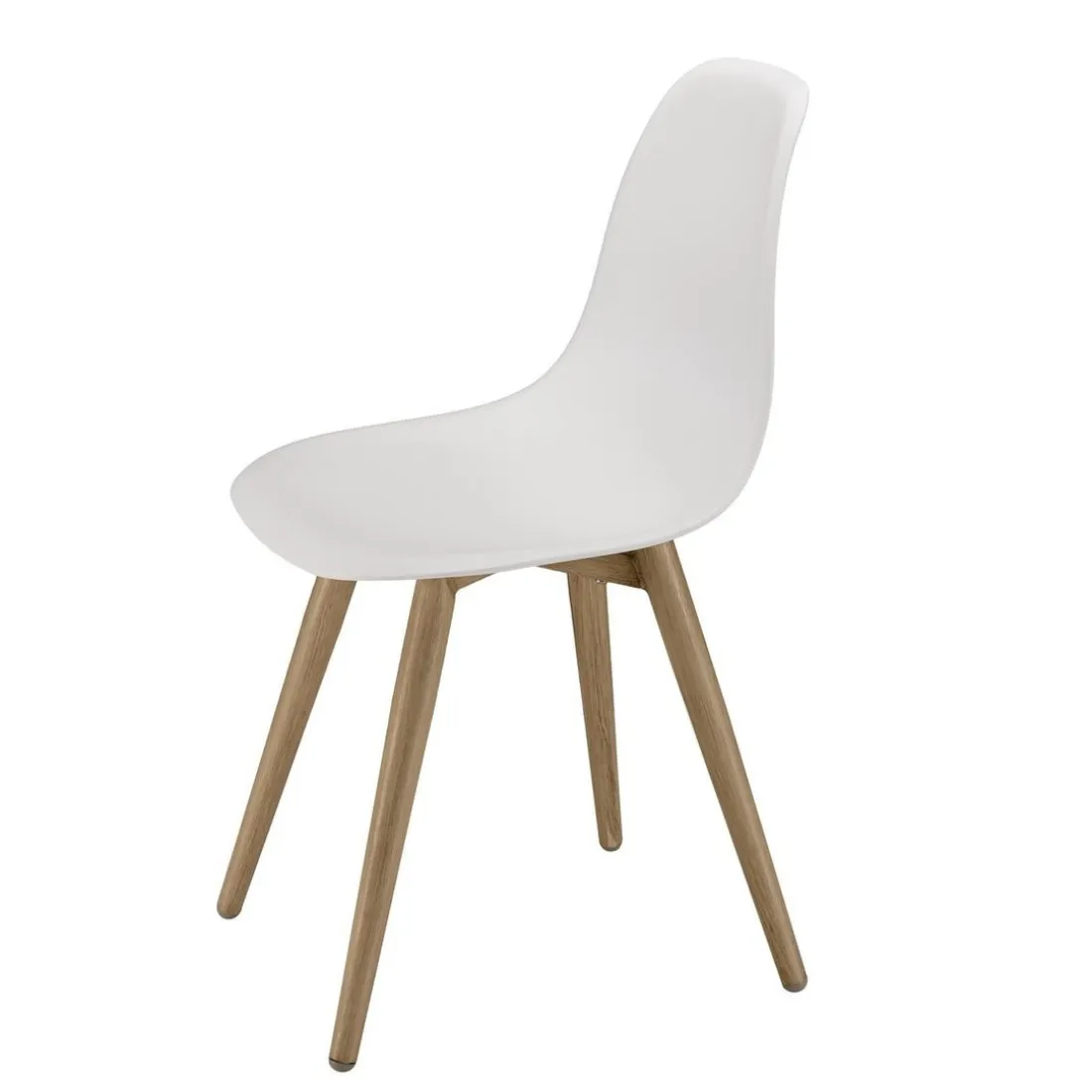 Lot de 2 chaises blanches pieds couleur naturelle MALO