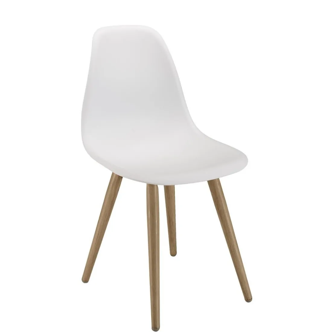 Lot de 2 chaises blanches pieds couleur naturelle MALO