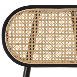 Lot de 2 chaises bois noir, assise et dossier en rotin naturel PIERRE