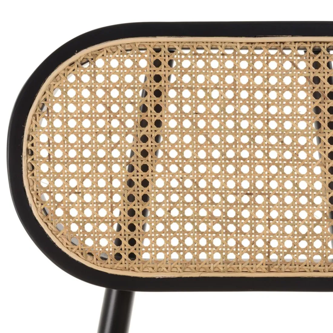 Lot de 2 chaises bois noir, assise et dossier en rotin naturel PIERRE