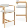 Lot de 2 chaises de bar design Galilea Métal Effet bois clair et Tissu Beige
