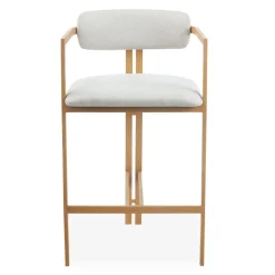 Lot de 2 chaises de bar design Galilea Métal Effet bois clair et Tissu Beige