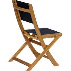 Lot de 2 chaises de jardin en acacia massif et textilene Noir