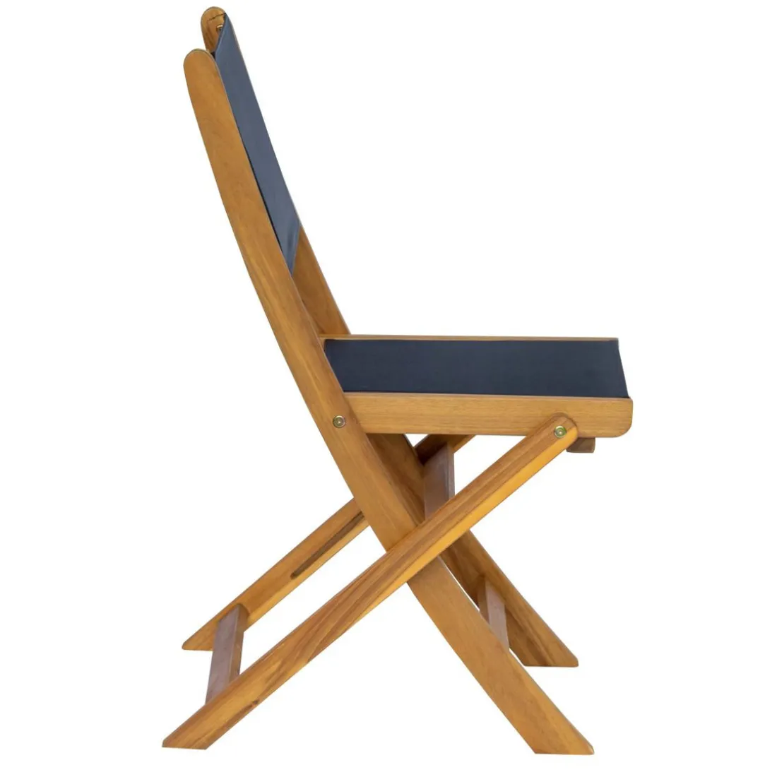 Lot de 2 chaises de jardin en acacia massif et textilene Noir