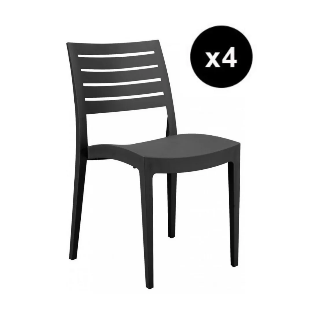 LOT DE 4 CHAISES De Jardin Firenze Anthracite