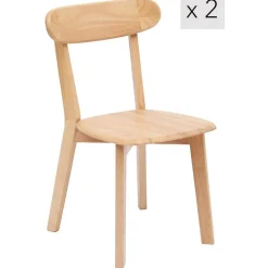 Lot de 2 Chaises de Salle a Manger Scandinave en Bois Massif Marron
