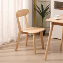 Lot de 2 Chaises de Salle a Manger Scandinave en Bois Massif Marron