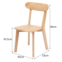 Lot de 2 Chaises de Salle a Manger Scandinave en Bois Massif Marron