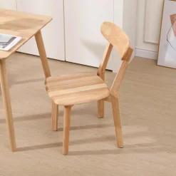 Lot de 2 Chaises de Salle a Manger Scandinave en Bois Massif Marron