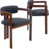 Lot de 2 chaises design Galilea Métal Effet bois foncé et Tissu Anthracite