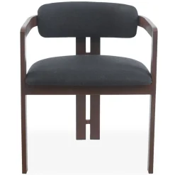 Lot de 2 chaises design Galilea Métal Effet bois foncé et Tissu Anthracite