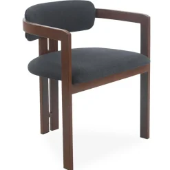 Lot de 2 chaises design Galilea Métal Effet bois foncé et Tissu Anthracite